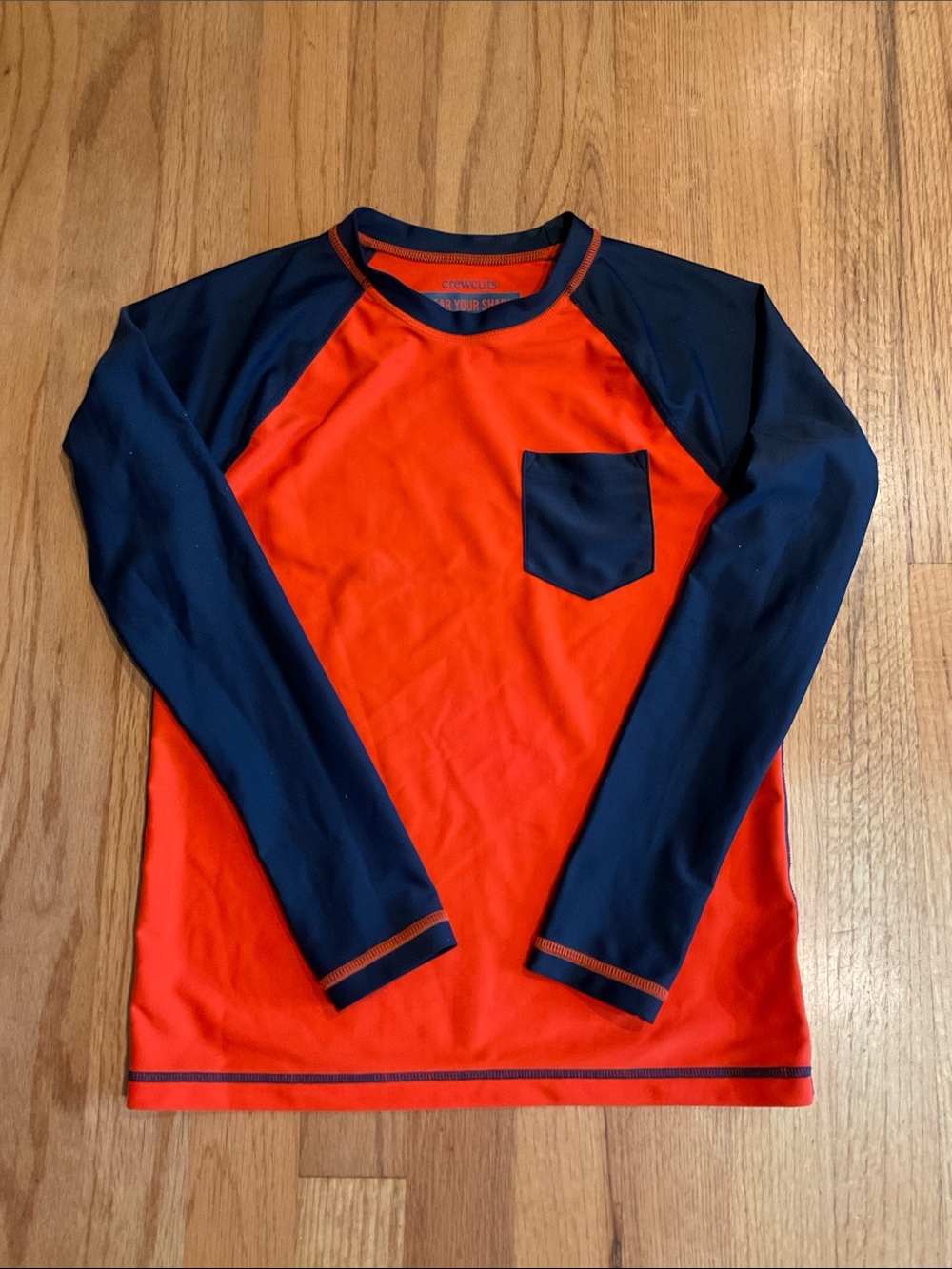 J.Crew Crewcuts -  Rashguard - Boys’ -  Orange/Navy - Size M -Swimwear